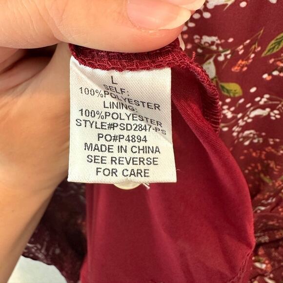 PIPER & SCOOT | Burgundy Floral Midi Dress NWT | Size Large - Picture 7 of 8